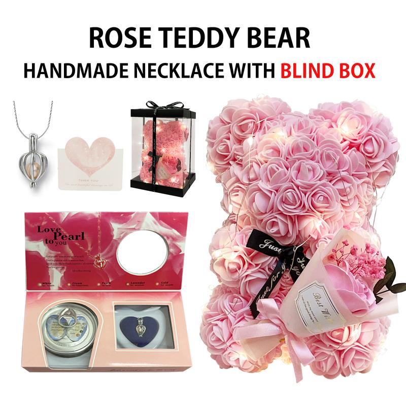 Artificial Flowers Necklace Rose Teddy Bear